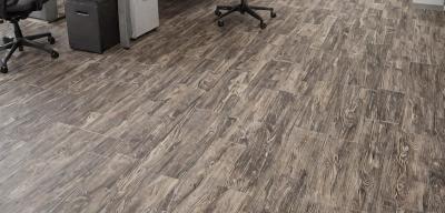 Commercial office vinyl tile flooring installation