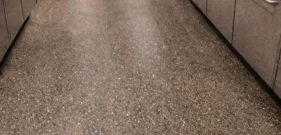 Restaurant kitchen sheet vinyl flooring installation
